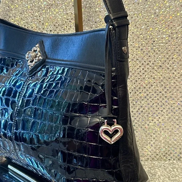 Brighton Black Croc-Embossed Tote Bag Approx. 13 x 9 x 4 - Picture 4 of 15